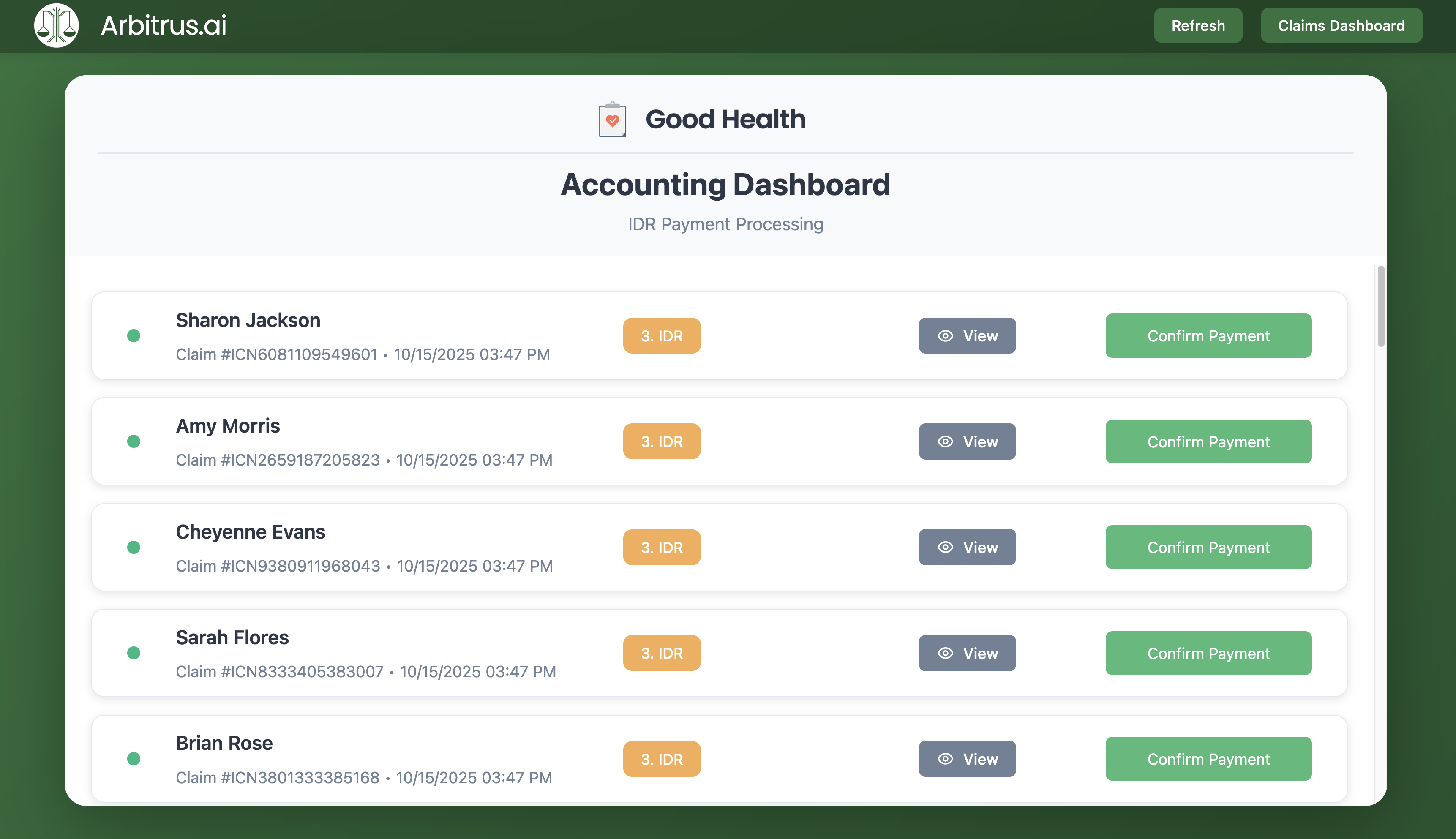 Accounting Dashboard with Financial Metrics